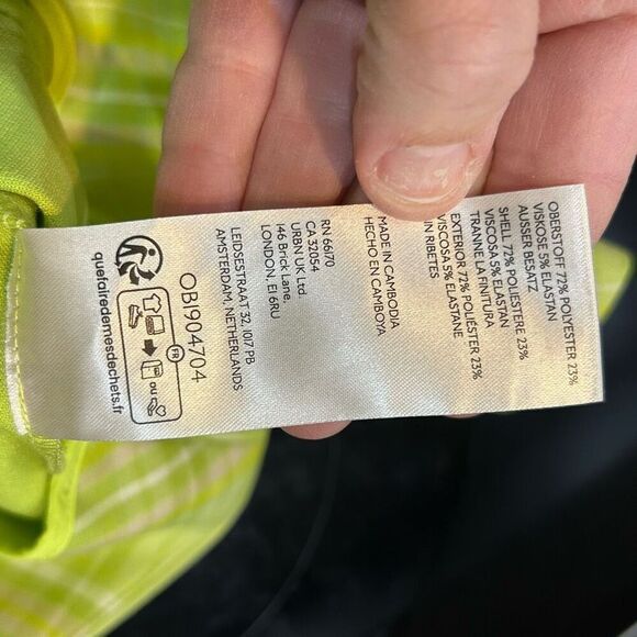 Maeve Anthropologie Skirty Godet Skort chartreuse‎ green plaid size 4 NEW - Picture 10 of 10